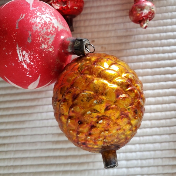 10 Mercury Hand Blown Glass  Christmas Ornaments Vintage Very Old Patina - Picture 12 of 15
